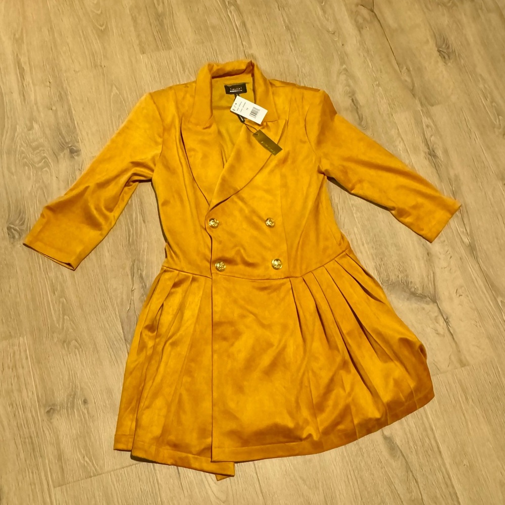 NWT Alexa Admor Mustard Double-Breasted Blazer Dress